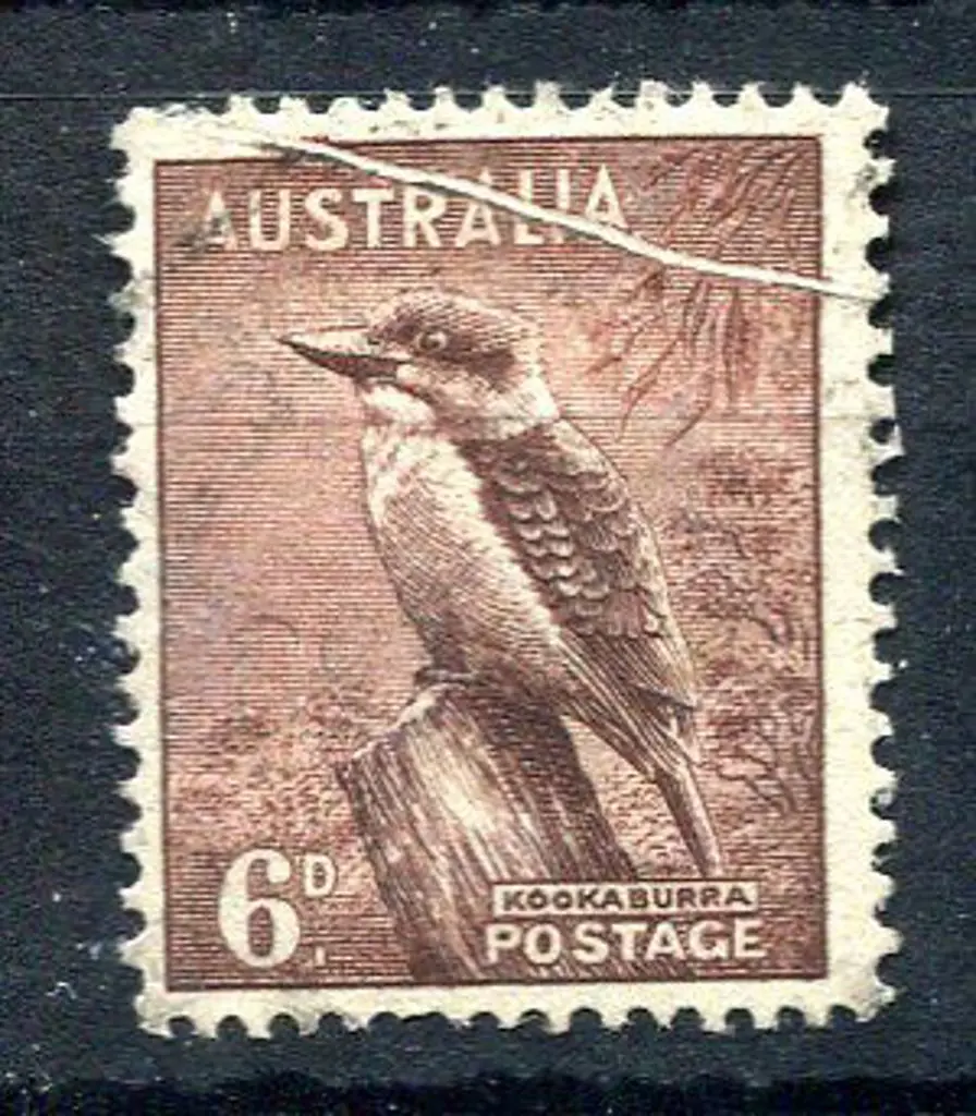 1937/49 6d kookaburra with clear pre-printing ... Image 1++