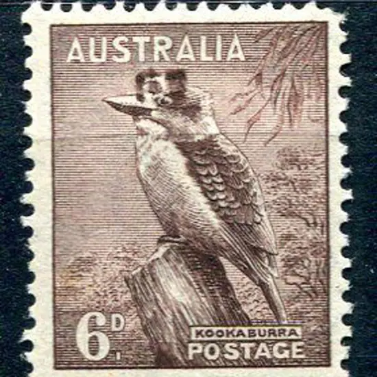 1937/49 6d kookaburra perf. 15x14 with "top hat" ...