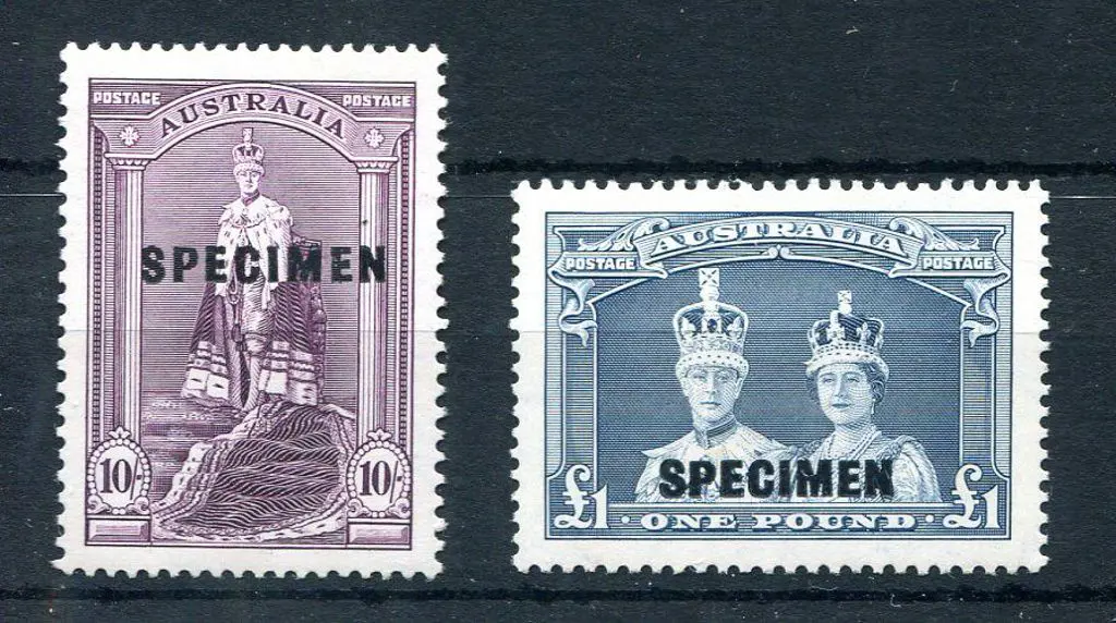 1937/49 10/- & £1 Robes on thick paper ovptd ... Image 1++