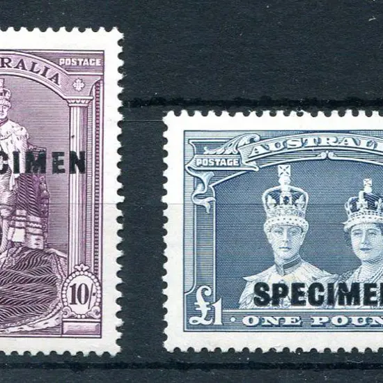 1937/49 10/- & £1 Robes on thick paper ovptd ...
