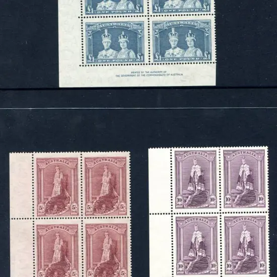 1937/49 5/-, 10/- & £1 Robes set in corner imprint ...