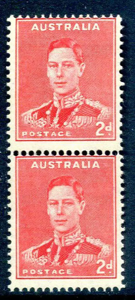 1938 2d scarlet KGVI coil pair with "uniformly ... Image 1++