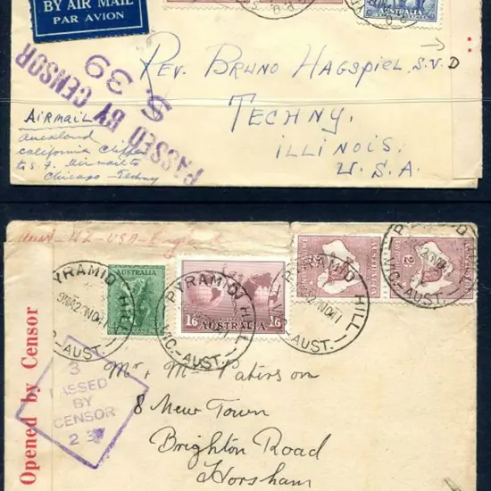 1940 (11th Sept) 2/- CofA kangaroo pair & 3d AIF ...