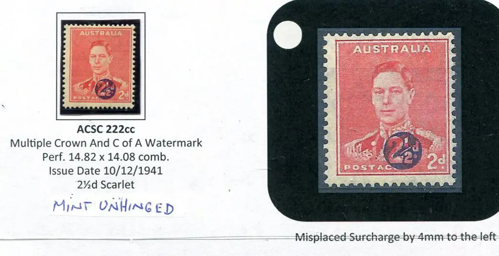 1941 2½d on 2d KGVI with "misplaced surcharge by ... Image 1++