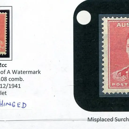 1941 2½d on 2d KGVI with "misplaced surcharge by ...