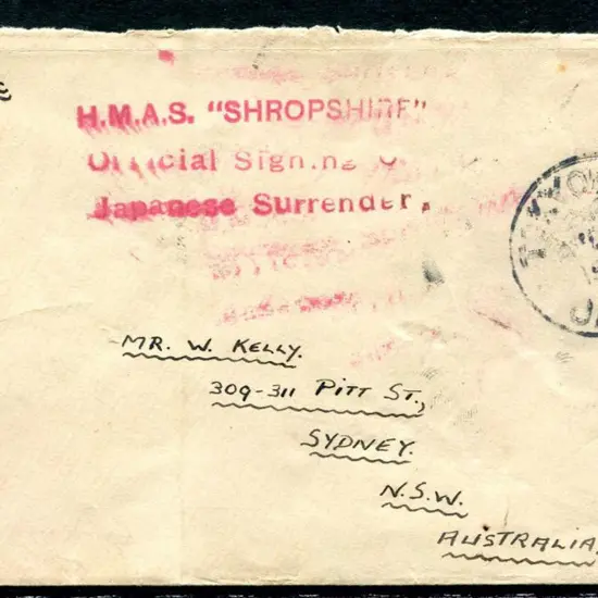 1945 (2nd Sept) Airmail cover to Sydney with 3d ...
