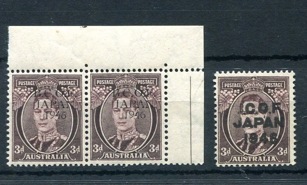 1946 BCOF 3d single plus type 2 ovpt in top margin ... Image 1++