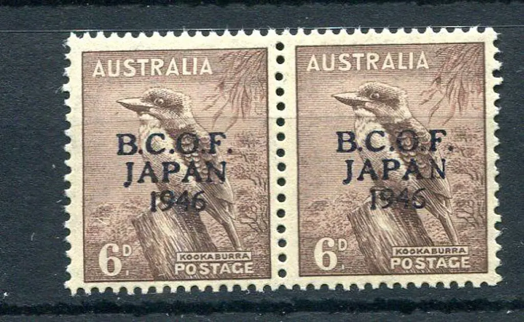 1946 BCOF 6d kookaburra pair with right hand unit ... Image 1++