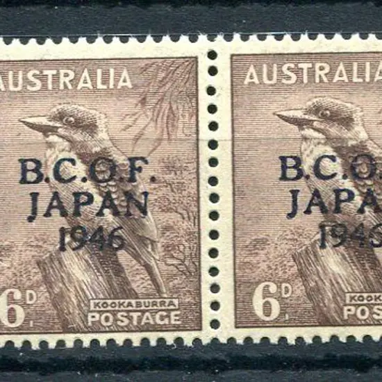 1946 BCOF 6d kookaburra pair with right hand unit ...