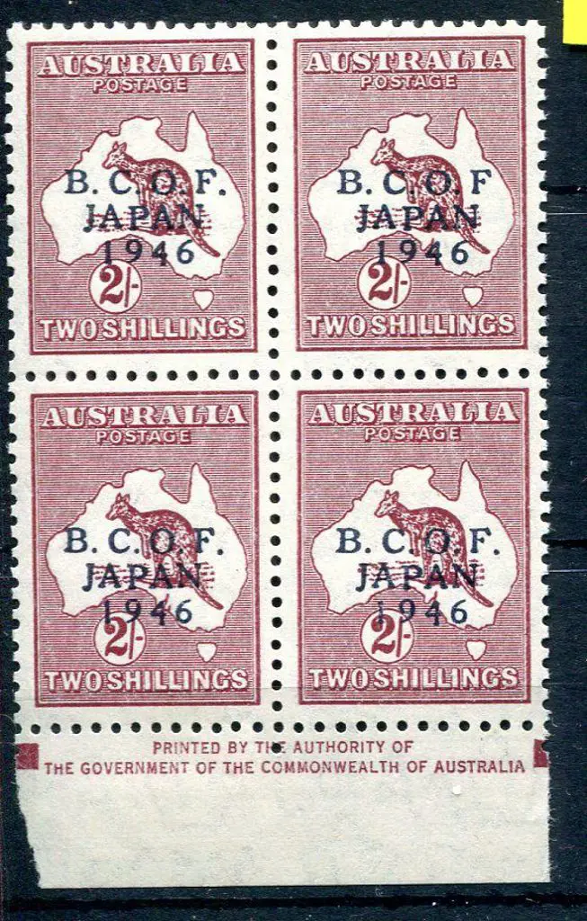 1946 BCOF 2/- maroon kangaroo in By Authority ... Image 1++