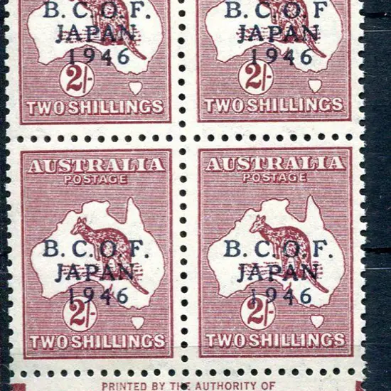1946 BCOF 2/- maroon kangaroo in By Authority ...