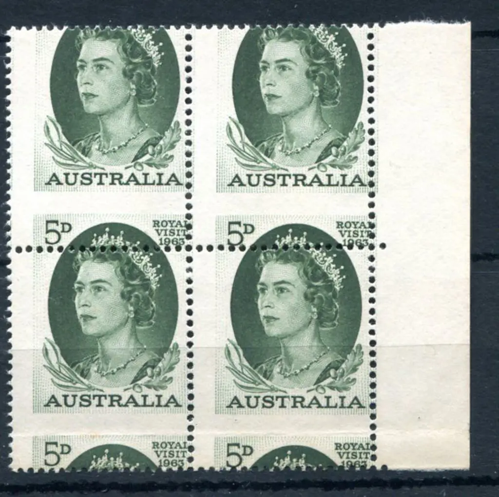 1963 5d Royal Visit right marginal block 4 of with ... Image 1++