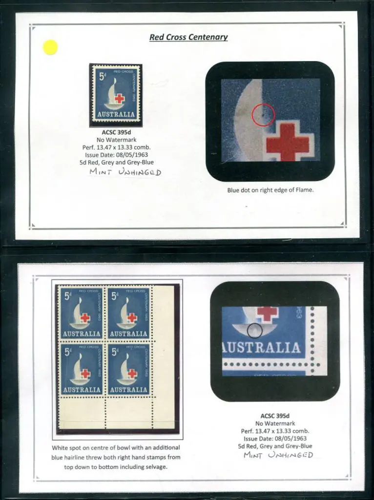 1963 5d Red Cross group of ACSC listed varieties ... Image 1++