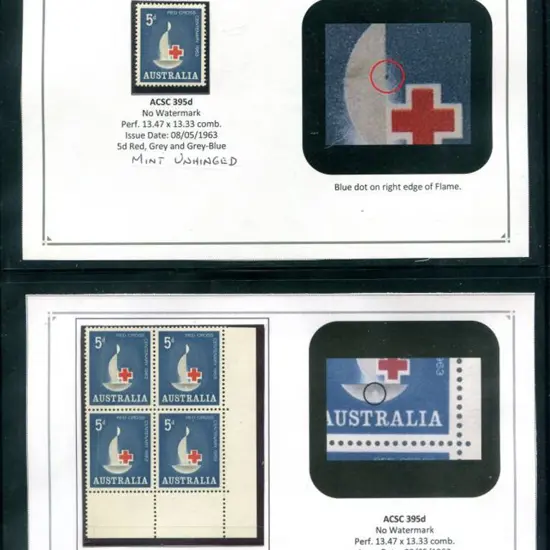 1963 5d Red Cross group of ACSC listed varieties ...