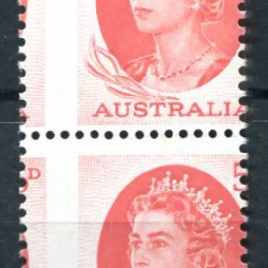 1963/65 5d red QEII vert pair with grossly ...