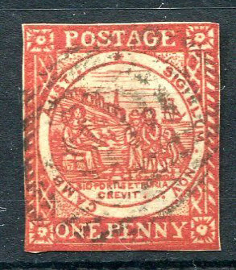 1850 1d vermilion plate II on hard toned white to ... Image 1++