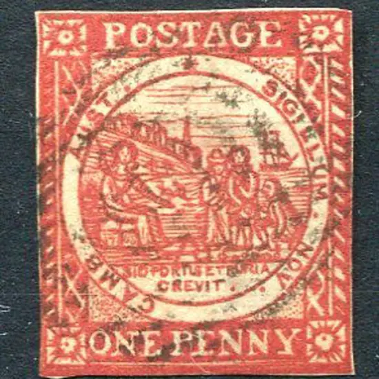 1850 1d vermilion plate II on hard toned white to ...