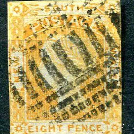 1853 8d orange-yellow laureate imperf on bluish ...