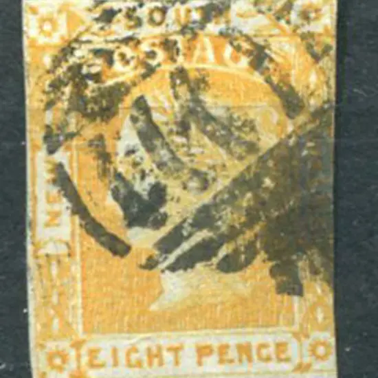 1853 8d orange-yellow laureate on bluish paper ...