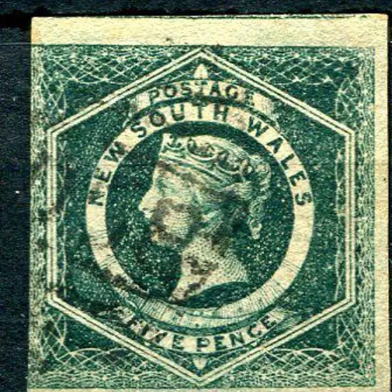 1854/59 5d dull green laureate, wmk double lined ...