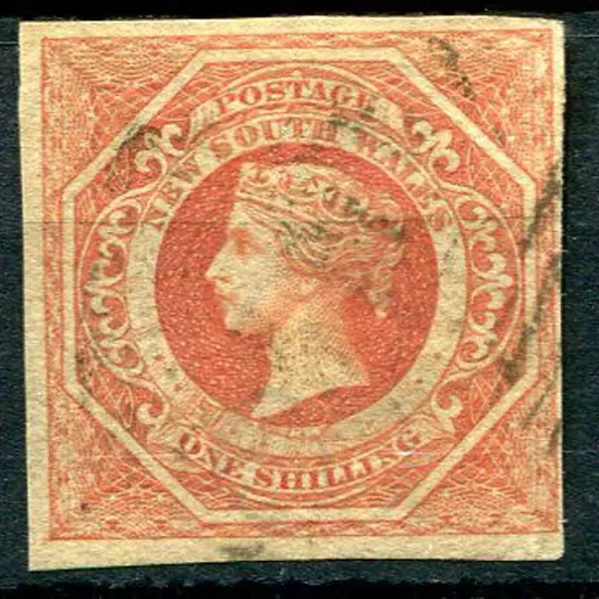 1854/59 1/- rosey-vermilion, wmk error "8" with ...