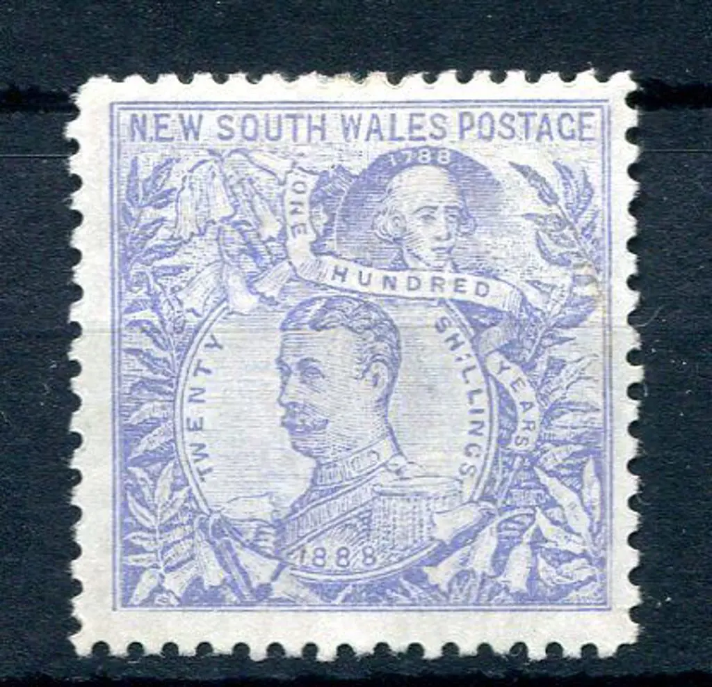 1890 20/- cobalt-blue, perf 11, wmk 20/- & NSW in ... Image 1++