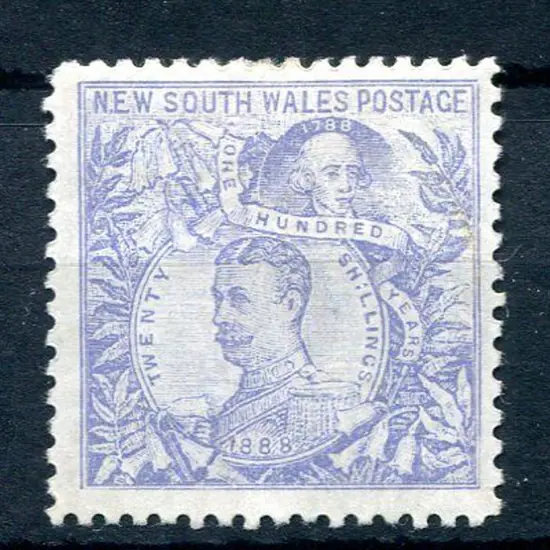1890 20/- cobalt-blue, perf 11, wmk 20/- & NSW in ...