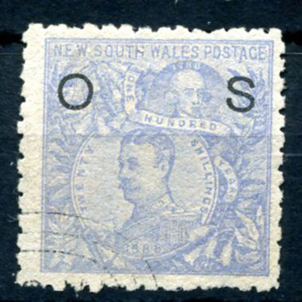1888/90 20/- cobalt Carrington, perf 10, ovptd ... Image 1++