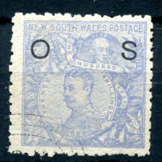 1888/90 20/- cobalt Carrington, perf 10, ovptd ...
