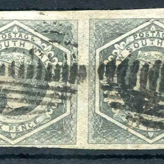 1892 6d bluish-grey imperf pair with close to ...