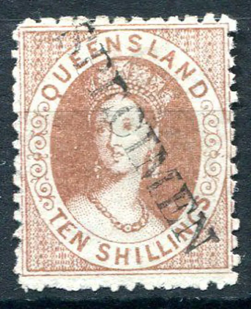 1880 10/- reddish-brown litho with diagonal ... Image 1++