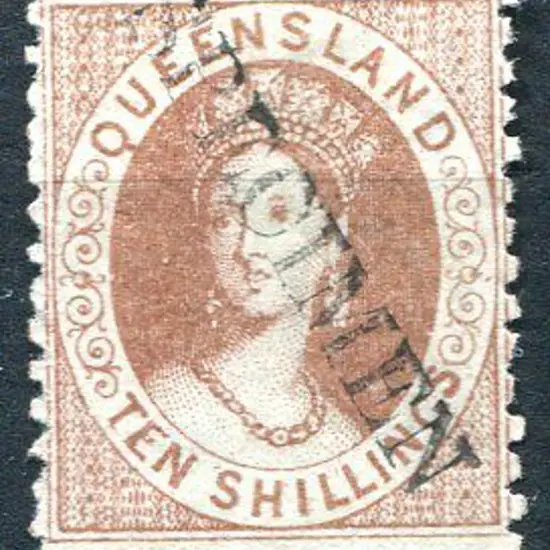 1880 10/- reddish-brown litho with diagonal ...