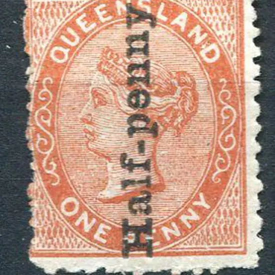 1880 "Half-penny" vertical surcharge on 2d ...
