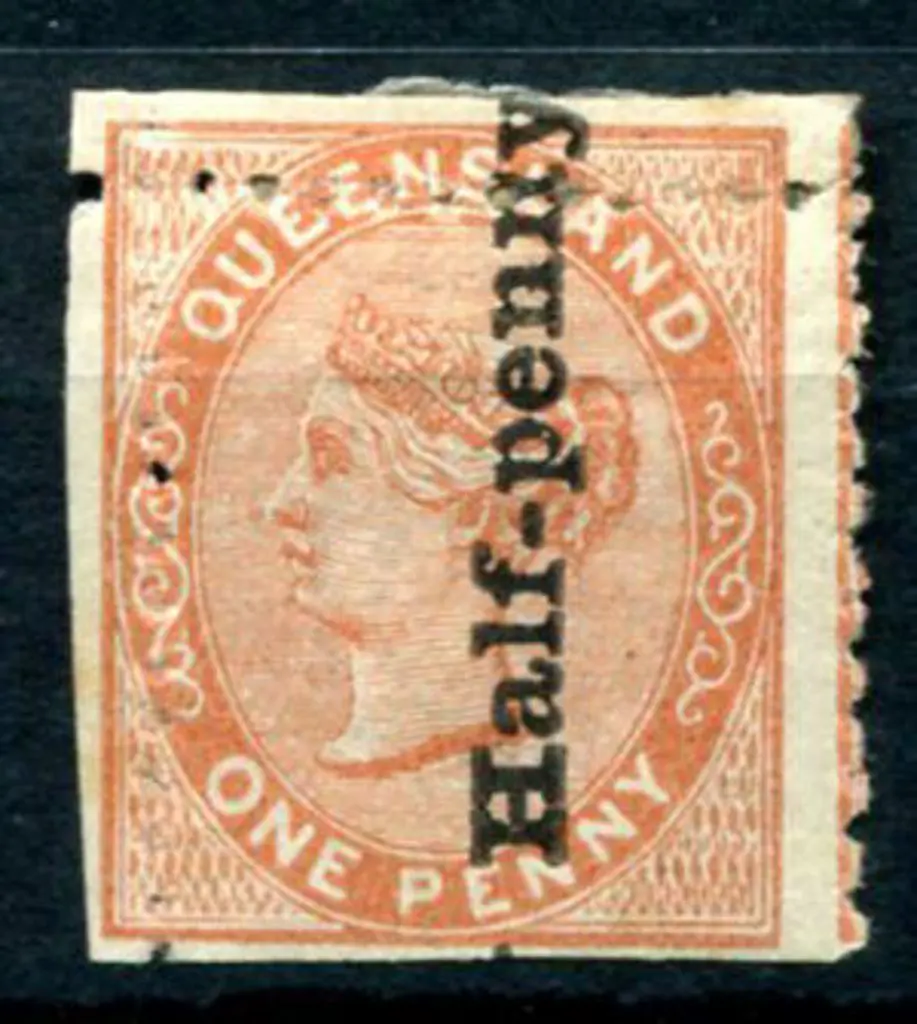 1880 "Half-penny" surcharge on 1d Die I. Misplaced ... Image 1++