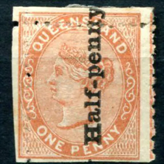 1880 "Half-penny" surcharge on 1d Die I. Misplaced ...