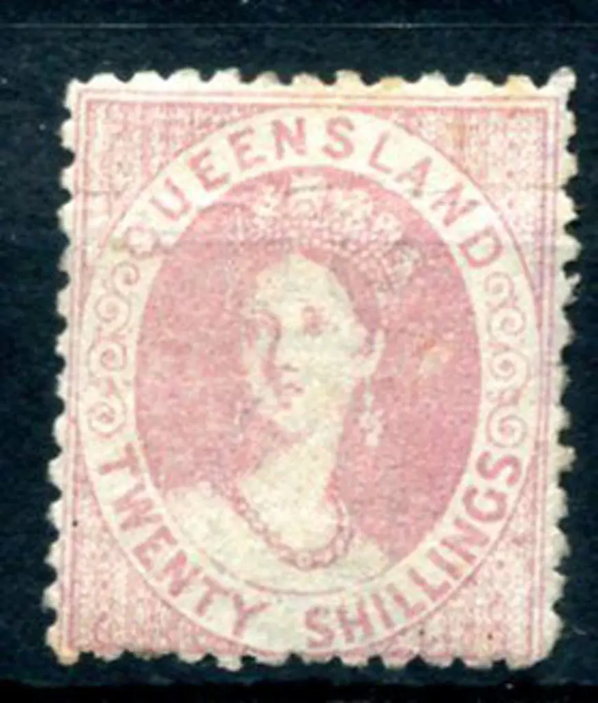 1880 20/- rose litho. Horiz ironed out crease ... Image 1++