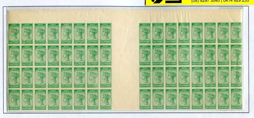 1883 ½d green "bantam" imperf proof pane of 64 ... Image 1++