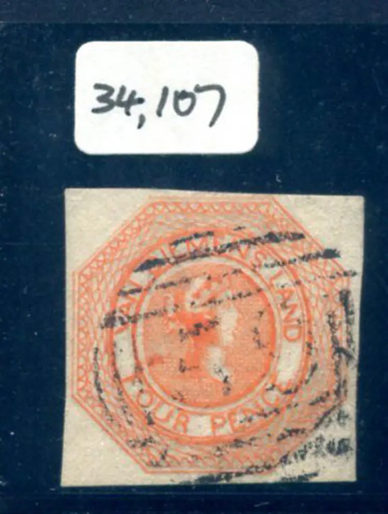 1853/54 4d bright red-orange, no wmk from plate 1, ... Image 1++