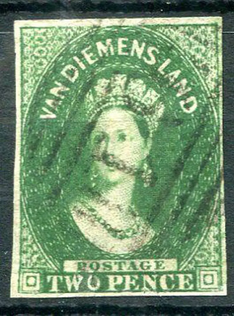 1855 2d deep green imperf with 4 even clear close ... Image 1++
