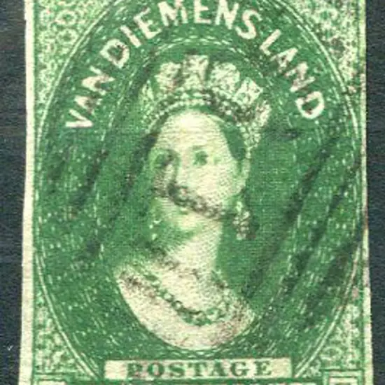 1855 2d deep green imperf with 4 even clear close ...