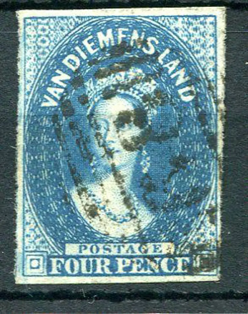 1855 4d blue with 4 clear close margins. Fine used ... Image 1++