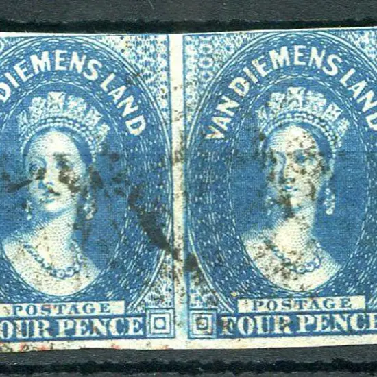 1855 4d deep blue postally used pair with close to ...