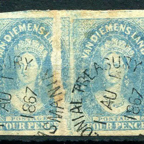 1857/67 4d pale blue horizontal pair with ...