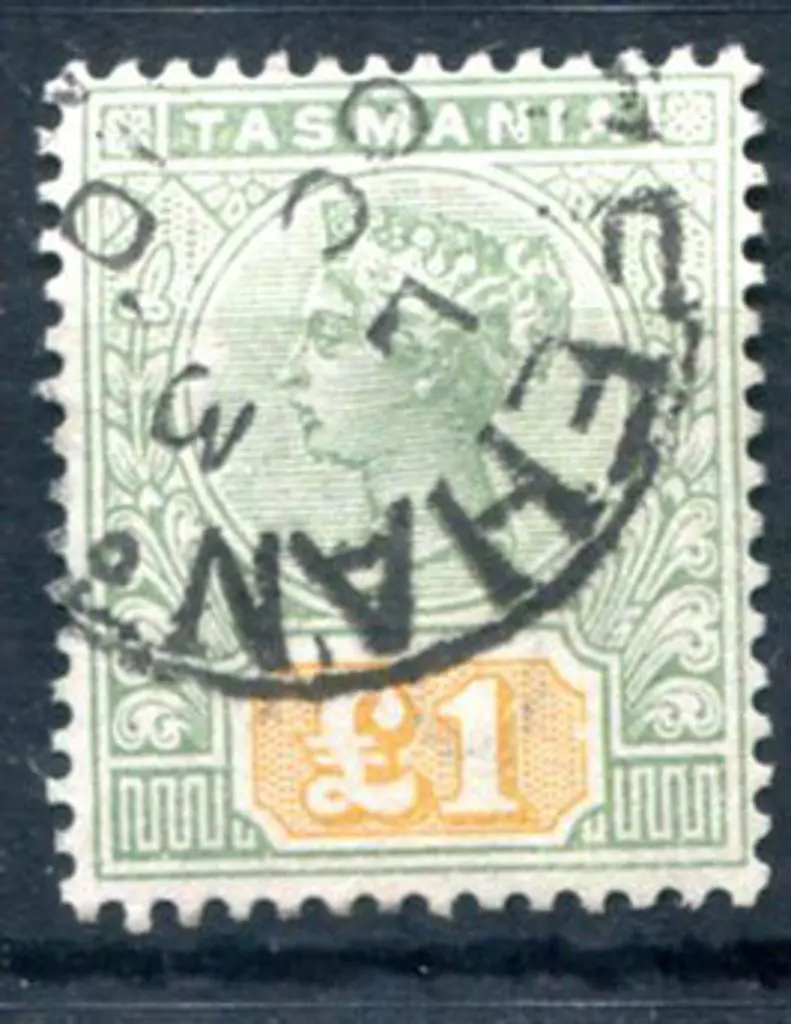 1892/99 £1 green & yellow. Fine used with Zeehan ... Image 1++