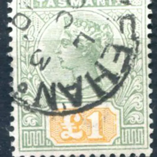 1892/99 £1 green & yellow. Fine used with Zeehan ...