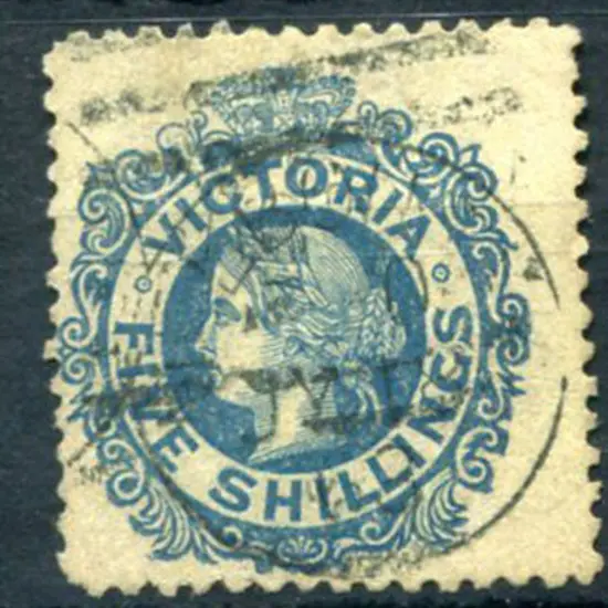 1867/81 5/- blue on yellow. Good to fine used. SG ...