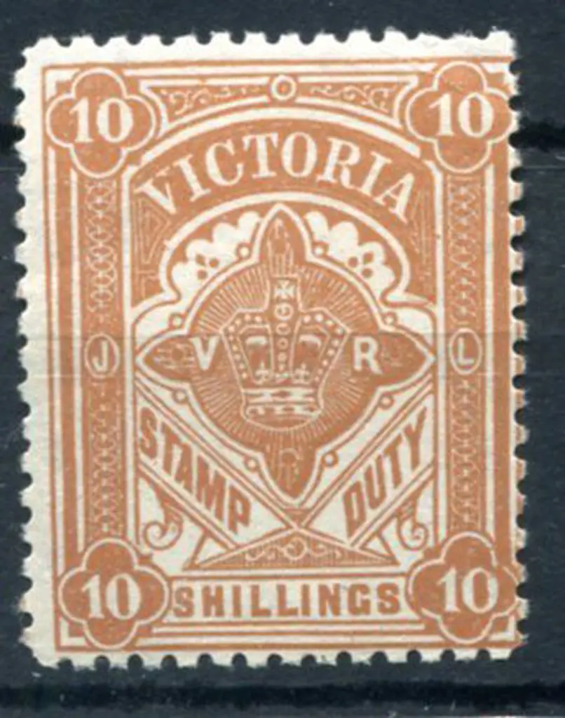 1884/96 10/- brown Stamp Duty on nearly white ... Image 1++