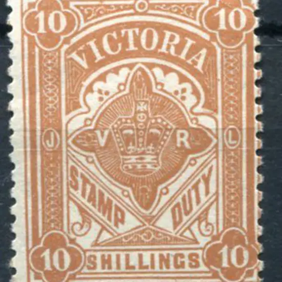 1884/96 10/- brown Stamp Duty on nearly white ...