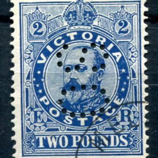 1901/10 £2 deep blue, perf 12½ perfined "OS" ...
