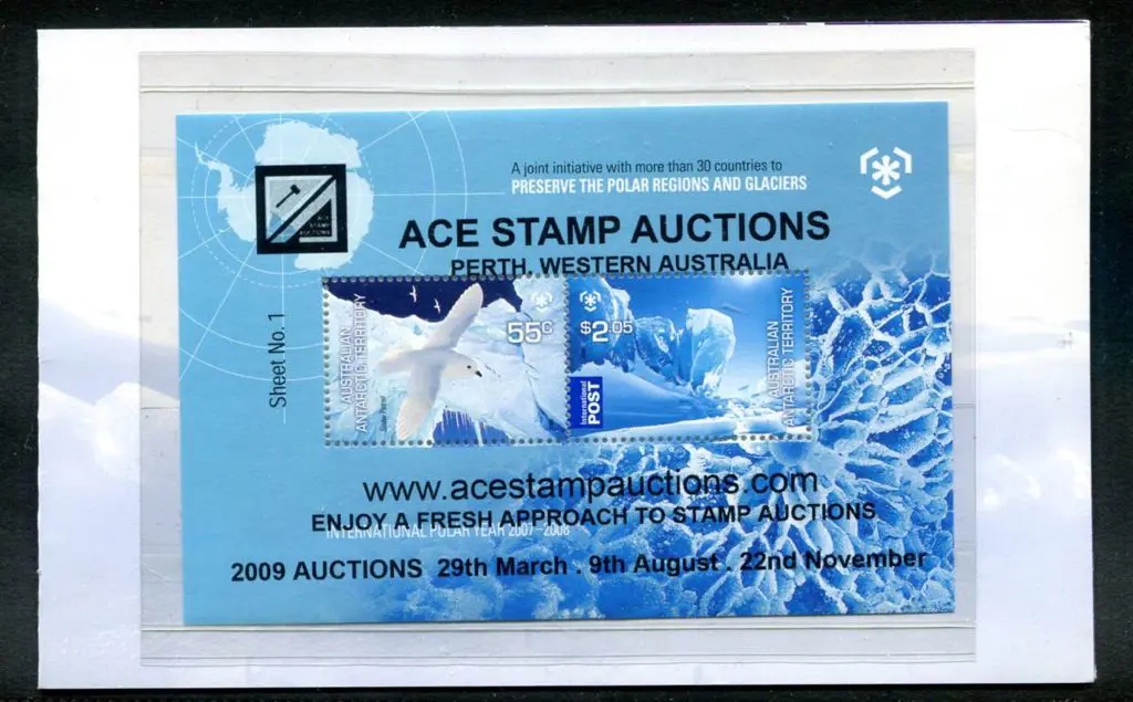 2009 Poles & Glaciers M/S overprinted ''ACE STAMP ... Image 1++